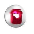 Red Jam jar icon isolated on transparent background. Silver circle button. Royalty Free Stock Photo