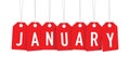 Red January tags Royalty Free Stock Photo