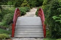 Red Japanese Garden Bridge Royalty Free Stock Photo