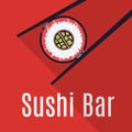 Red Japanese sushi bar food logo template