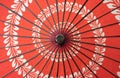 Red japanese umbrella with pattern background. Symbol of protection. Traditional and culture design Royalty Free Stock Photo