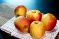 Red Jazz Apple group on wooden black table background. Healthy Fruits concept Royalty Free Stock Photo