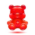 red jelly bear with strawberry flavor.
