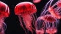 red jelly fish Jellyfish jelly fish in red color over a black background close up Royalty Free Stock Photo