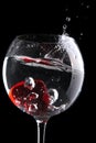 Red jelly heart in wine glass