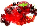 Red jelly marmalade dessert with cherry and wild strawberry Royalty Free Stock Photo