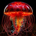 Red jellyfish swims in the sea. Royalty Free Stock Photo