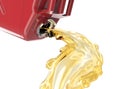 Red jerry can with fuel pouring and splasing out of it Royalty Free Stock Photo