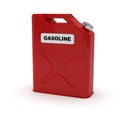Red jerrycan with gasoline label Royalty Free Stock Photo