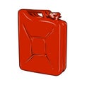 Red jerrycan isolated on a white background. Color line art. Retro design. Royalty Free Stock Photo