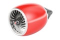 Red jet engine, 3D rendering