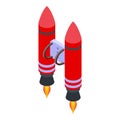 Red jetpack icon isometric vector. Fire jet