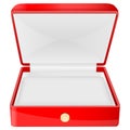 Red jewelry box with white linen. Open empty case for jewel or watch Royalty Free Stock Photo