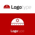 Red Jewish kippah with star of david icon isolated on white background. Jewish yarmulke hat. Logo design template