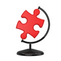 Red Jigsaw Puzzle Piece in the Shape of Earth Globe. 3d Rendering Royalty Free Stock Photo