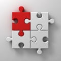 Red jigsaw puzzle piece stand out from the crowd different concept on white wall background with shadow Royalty Free Stock Photo