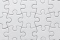 Red jigsaw puzzle pieces on red background. Copy space and business concept Royalty Free Stock Photo