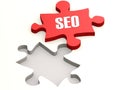 Red jigsaw puzzle with SEO word Royalty Free Stock Photo