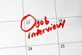 Job interview on calendar