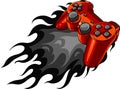 red joypad with flames for gaming vector illustration