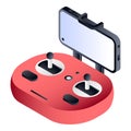 Red joystick drone control icon, isometric style Royalty Free Stock Photo