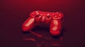 Red joystick for game consoles, wireless gamepad controller on dark background. Generative AI Royalty Free Stock Photo