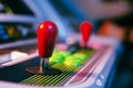 Red Joystick of an Old Arcade Video Game with background bokeh Royalty Free Stock Photo