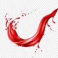 Vector realistic red tomato juice splash paint Royalty Free Stock Photo