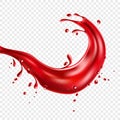 Vector realistic red tomato juice splash paint Royalty Free Stock Photo