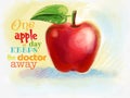 Red juicy apple drawn with crayons Royalty Free Stock Photo