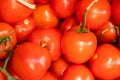 Red juicy meaty pile of glazed tomatoes close-up, vegetable background, salad ingredient Royalty Free Stock Photo