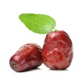 Red jujube and green leaves Royalty Free Stock Photo