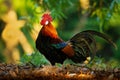 Red Junglefowl - Gallus gallus tropical bird in the family Phasianidae. It is the primary progenitor of the domestic chicken