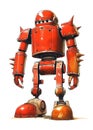 Red Junk Yard Robot - isolated on a white background Royalty Free Stock Photo