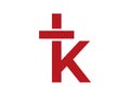 Red K letter cross icon on a white background Royalty Free Stock Photo