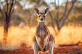 Red Kangaroo Jumping in the Wild Royalty Free Stock Photo