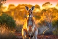 Red Kangaroo Jumping in the Wild Royalty Free Stock Photo