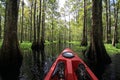 Red kayak on Fisheating Creek, Florida. Royalty Free Stock Photo