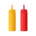 Red ketchup and yellow mustard bottle on white background. Vector illustration design. Isolated cartoon vector Royalty Free Stock Photo