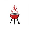 Red Kettle Grill with Flames Illustration Royalty Free Stock Photo