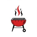 Red Kettle Grill with Smoke Illustration Royalty Free Stock Photo