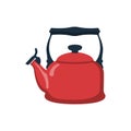 Red kettle icon. Kitchenware. Object for cooking tea and boiling water Royalty Free Stock Photo