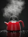 Red Kettle Steaming Royalty Free Stock Photo