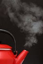 Red kettle steaming hot Royalty Free Stock Photo