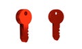 Red Key icon isolated on transparent background. Royalty Free Stock Photo