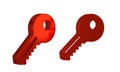 Red Key icon isolated on transparent background. Royalty Free Stock Photo