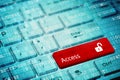 Red key with text Access and open padlock icon on white laptop keyboard Royalty Free Stock Photo