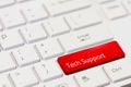 Red key with text tech support on white laptop keyboard Royalty Free Stock Photo