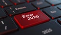 Red keyboard button with Enter 2025 text, symbolizing new beginnings Royalty Free Stock Photo