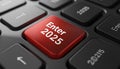 Red keyboard button with Enter 2025 text, symbolizing new beginnings Royalty Free Stock Photo